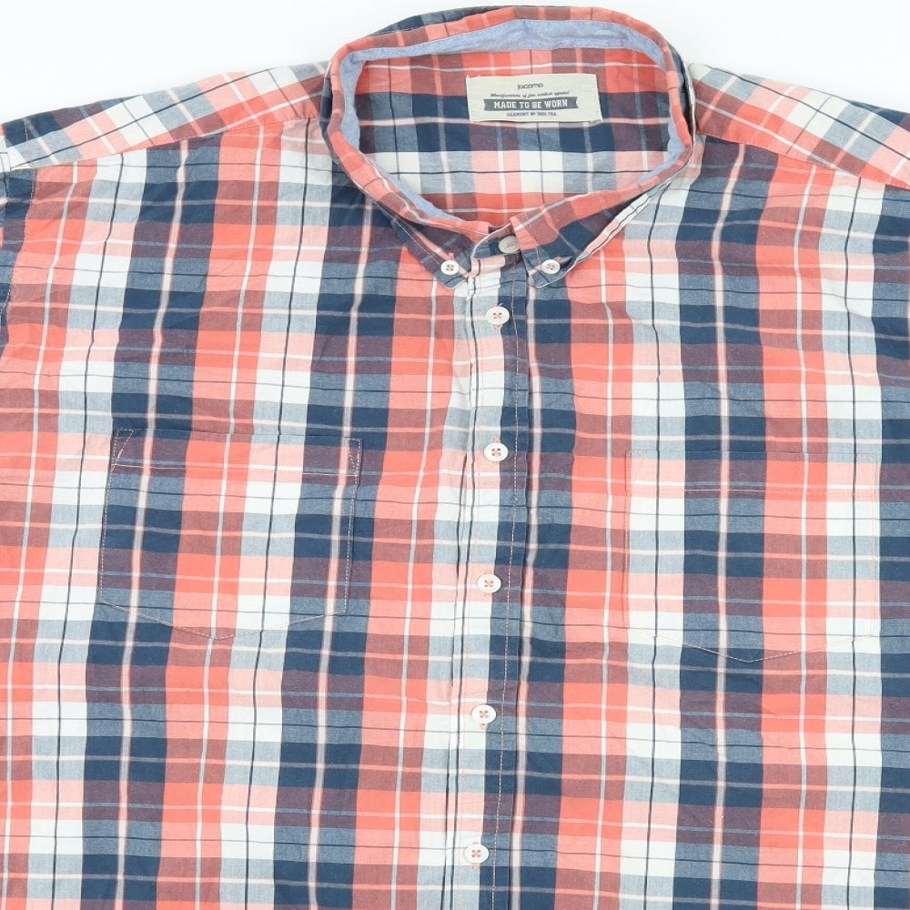 Jackamo Mens Multicoloured Check   Button-Up Size 2XL