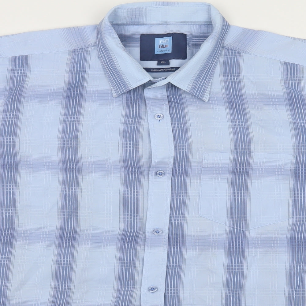 F&F Mens Blue Striped   Button-Up Size 2XL