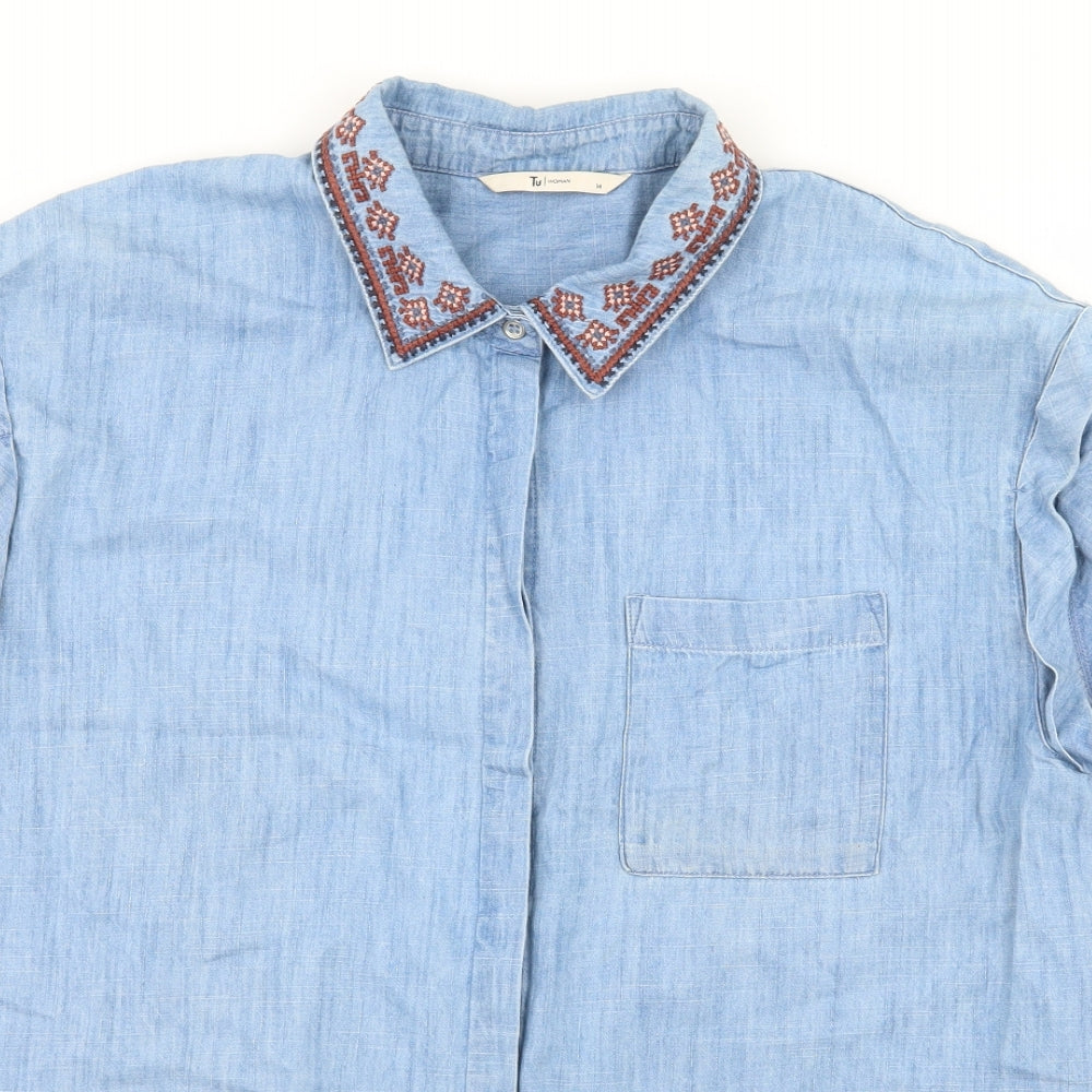 TU Womens Blue   Basic Button-Up Size 14