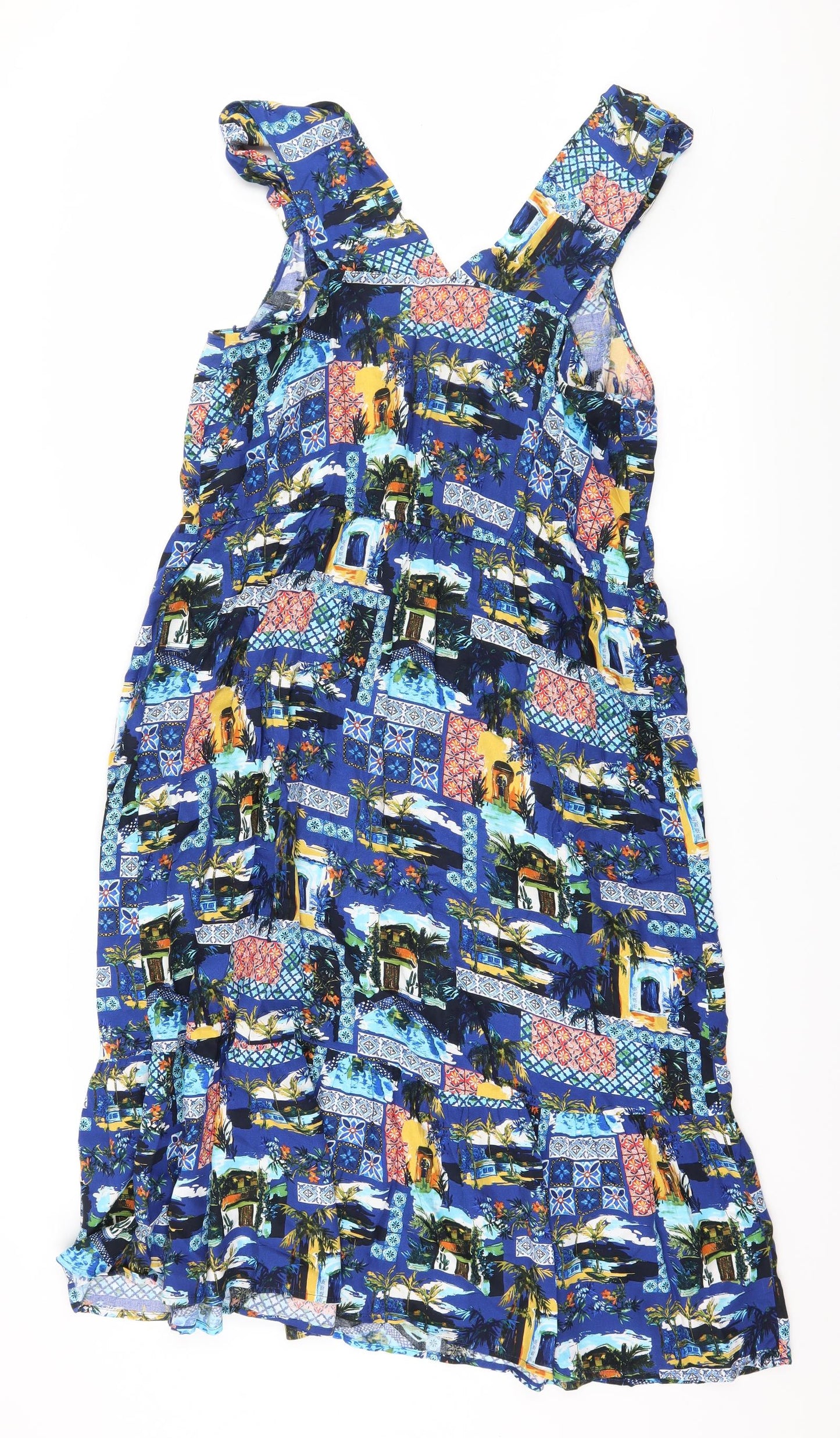 TU Womens Blue Geometric  Slip Dress  Size 14