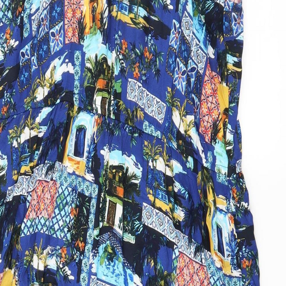 TU Womens Blue Geometric  Slip Dress  Size 14