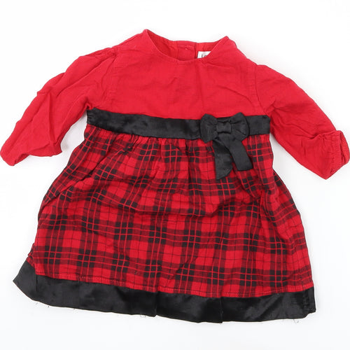 Ladybird Girls Red Plaid  A-Line  Size 3-6 Months