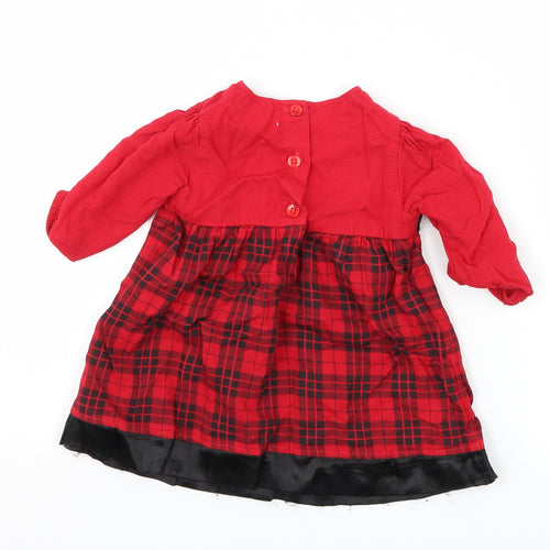 Ladybird Girls Red Plaid  A-Line  Size 3-6 Months