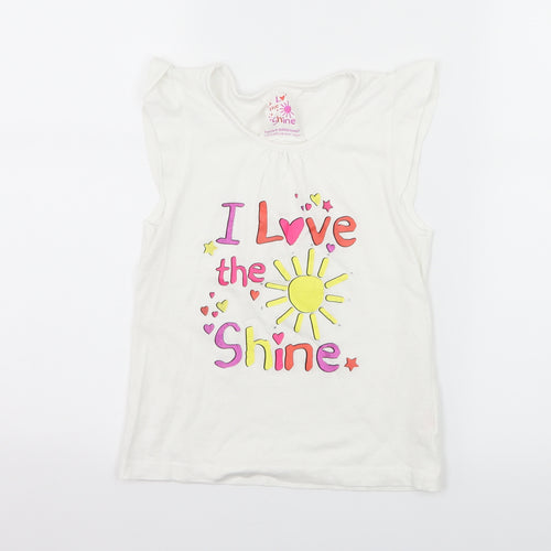 Young Dimension Girls White  Jersey Basic T-Shirt Size 7-8 Years  - I love Sunshine