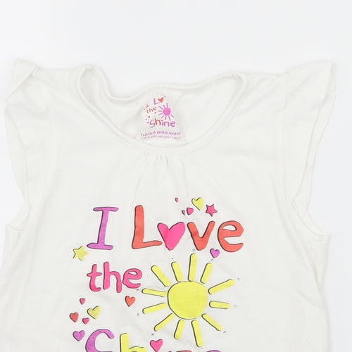 Young Dimension Girls White  Jersey Basic T-Shirt Size 7-8 Years  - I love Sunshine