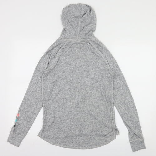 H&M Girls Grey  Knit Pullover Hoodie Size 13-14 Years  - Slogan