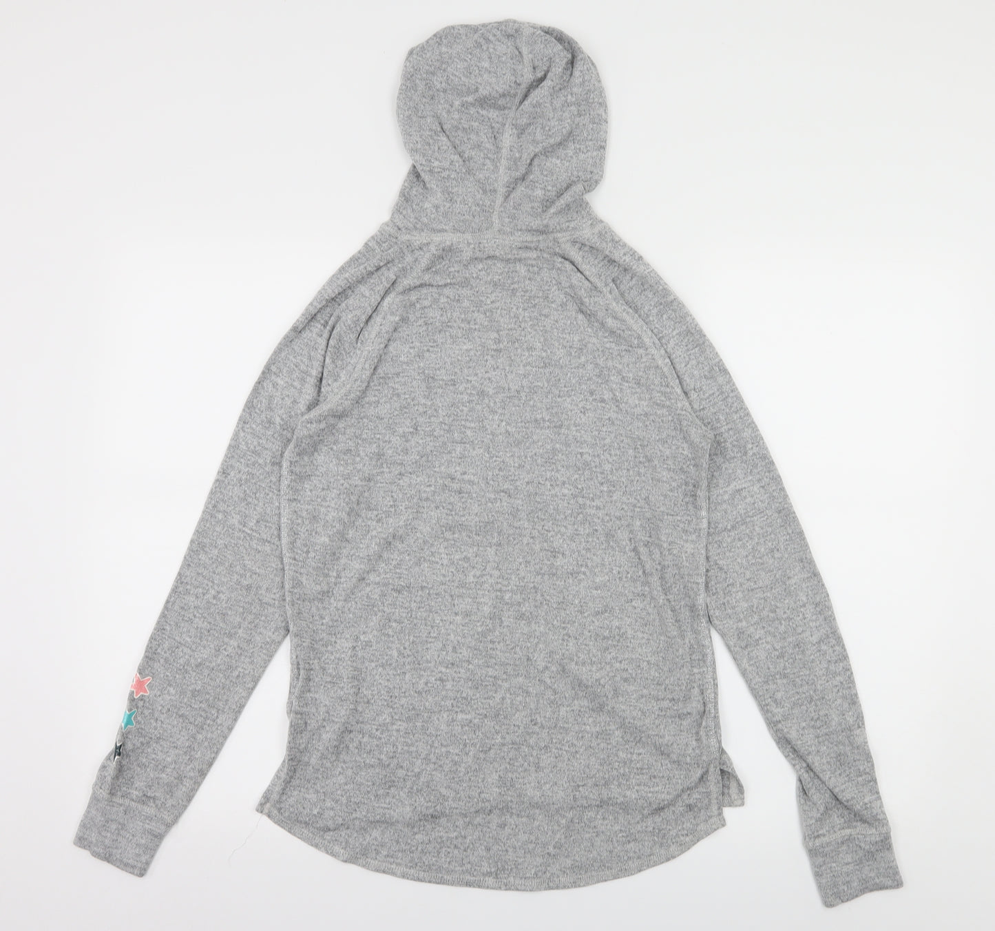 H&M Girls Grey  Knit Pullover Hoodie Size 13-14 Years  - Slogan