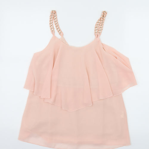Preworn Womens Pink  Chiffon Camisole Tank Size S