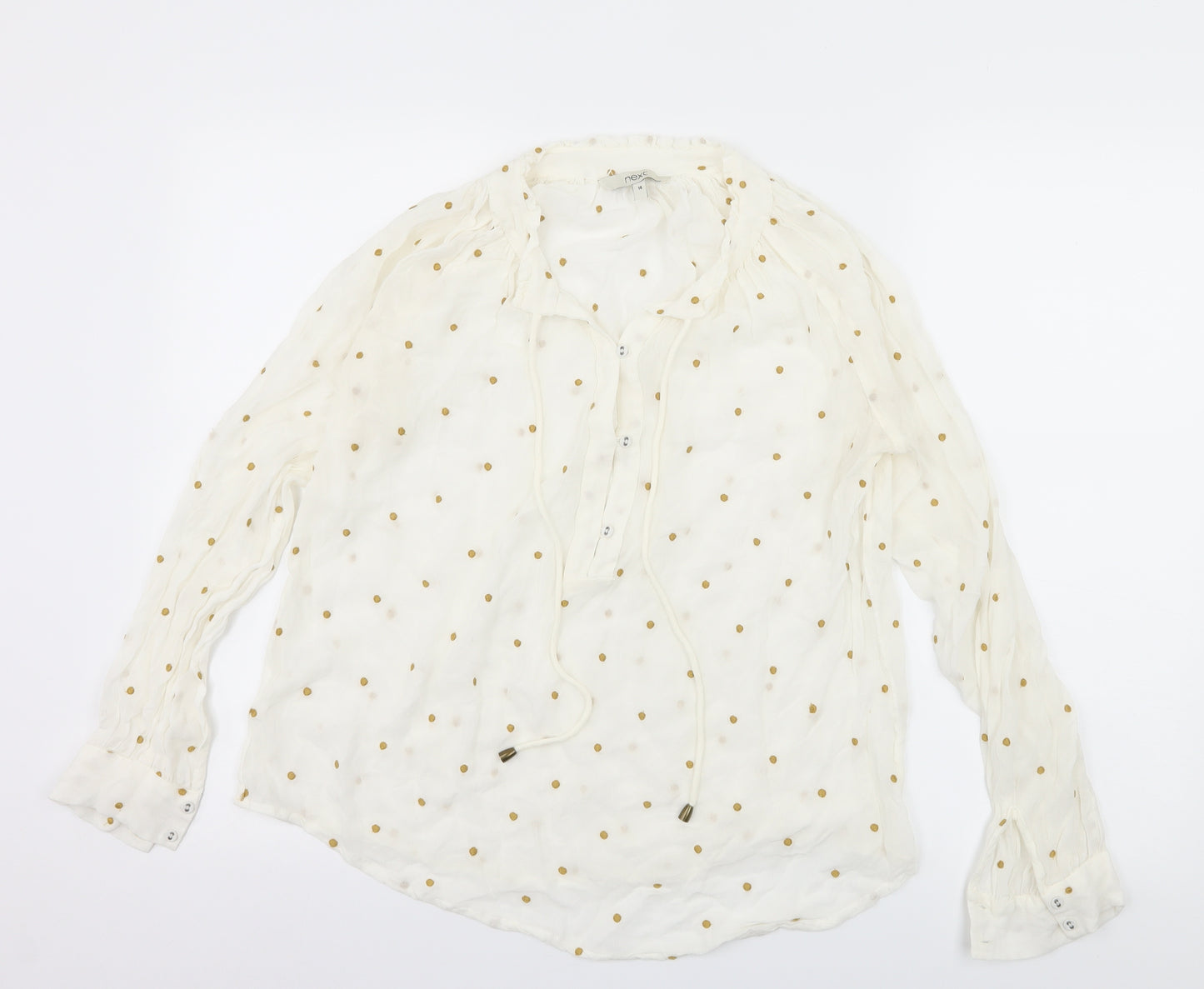 NEXT Womens White Polka Dot  Basic Blouse Size 14