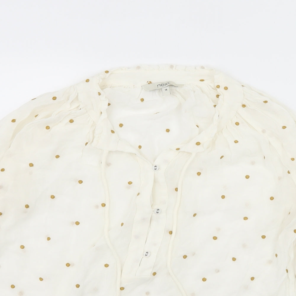 NEXT Womens White Polka Dot  Basic Blouse Size 14
