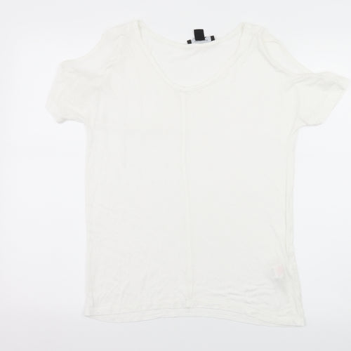 Atmosphere Womens White  Jersey Basic T-Shirt Size 6  - Cut Out Shoulder