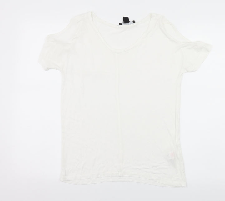 Atmosphere Womens White Jersey Basic T-Shirt Size 6 - Cut Out Shoulder