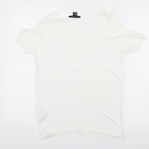 Atmosphere Womens White  Jersey Basic T-Shirt Size 6  - Cut Out Shoulder