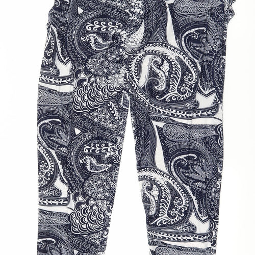 Wewa Womens Blue Geometric Jersey Harem Trousers Size M L26 in