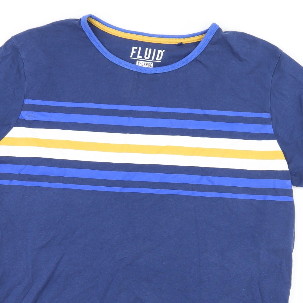 Fluid Mens Blue Striped Jersey  T-Shirt Size XL