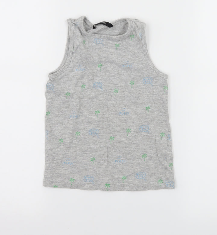 George Boys Grey Geometric Jersey Basic T-Shirt Size 3-4 Years  - Palm Tree
