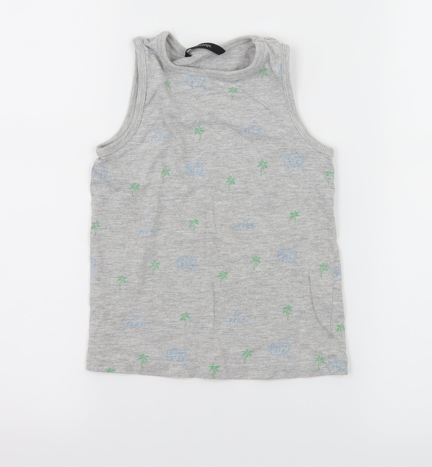 George Boys Grey Geometric Jersey Basic T-Shirt Size 3-4 Years  - Palm Tree