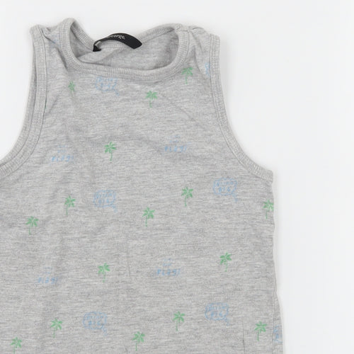George Boys Grey Geometric Jersey Basic T-Shirt Size 3-4 Years  - Palm Tree