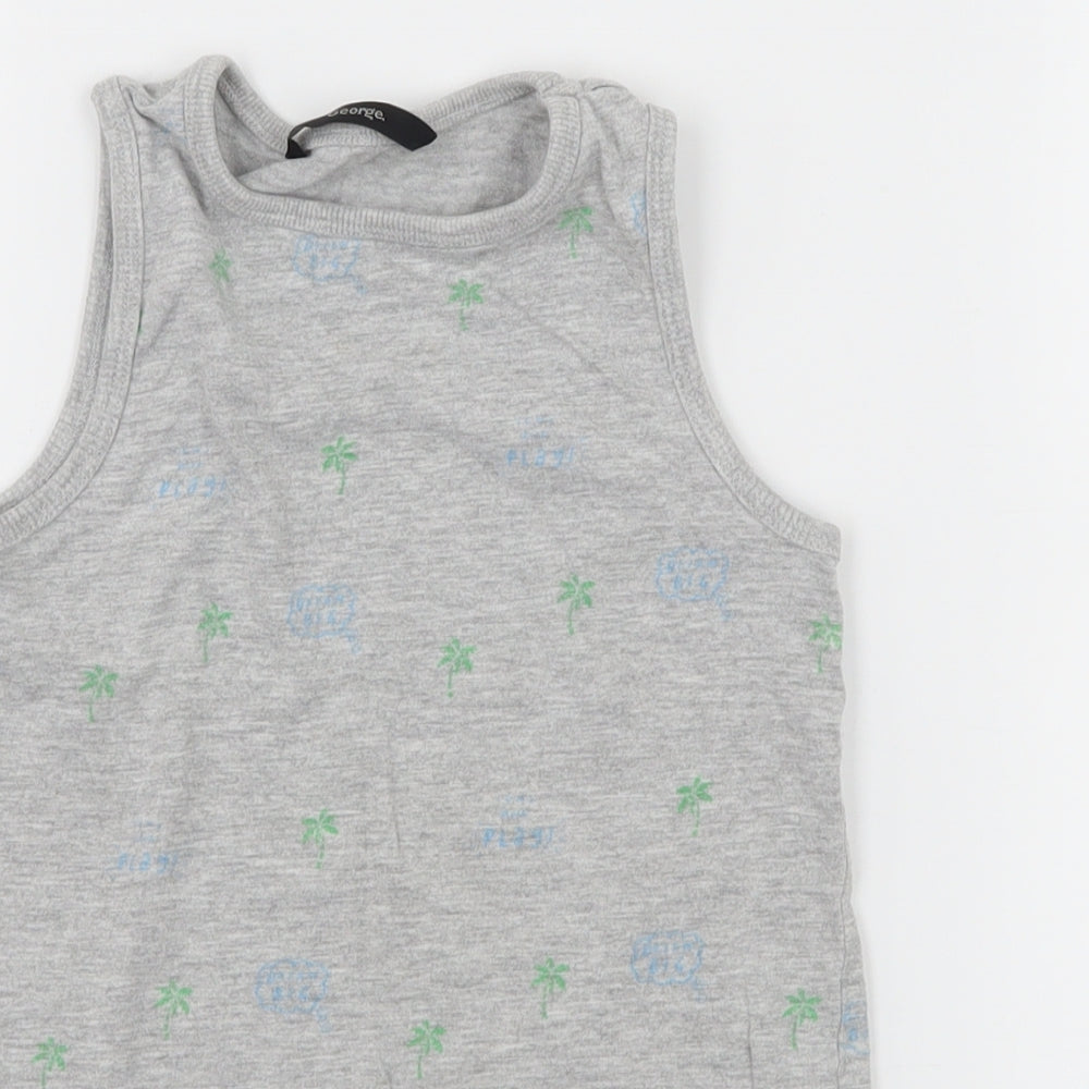 George Boys Grey Geometric Jersey Basic T-Shirt Size 3-4 Years  - Palm Tree