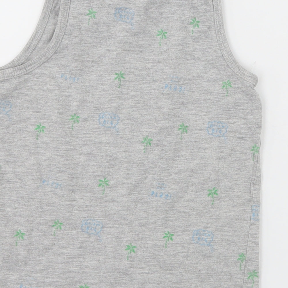 George Boys Grey Geometric Jersey Basic T-Shirt Size 3-4 Years  - Palm Tree