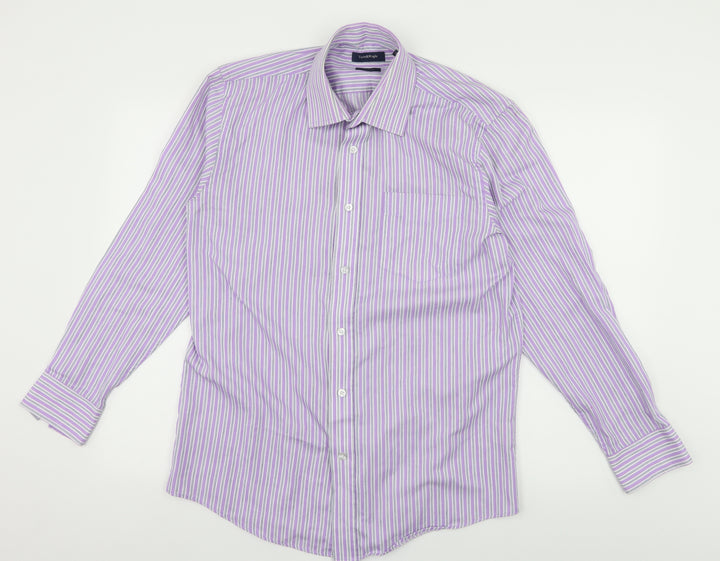 Taylor & Wright Mens Purple Striped Button-Up Size 15.5