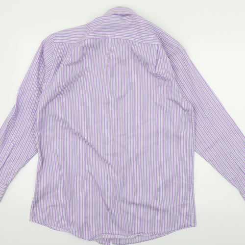 Taylor & Wright Mens Purple Striped   Button-Up Size 15.5