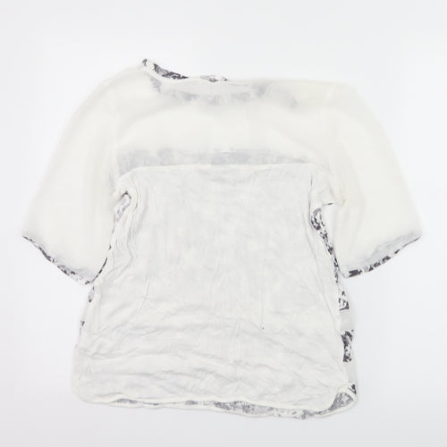 NEXT Womens White Striped  Basic T-Shirt Size 10  - Sheer