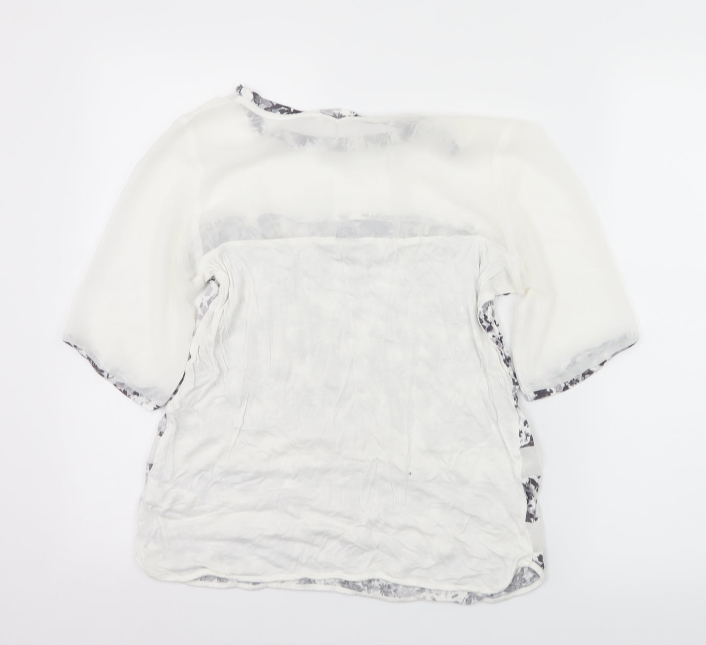 NEXT Womens White Striped  Basic T-Shirt Size 10  - Sheer