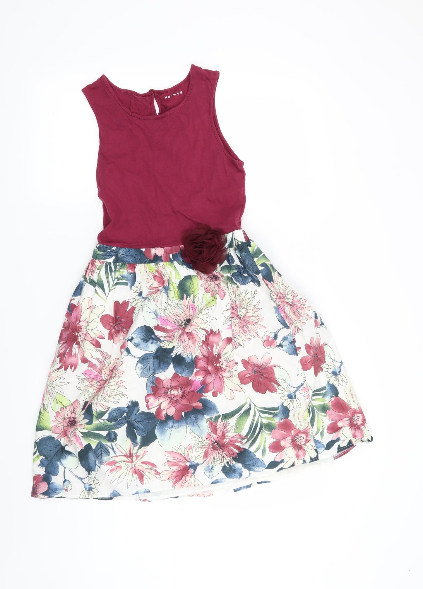 Nutmeg Girls Red Floral  Fit & Flare  Size 12-13 Years