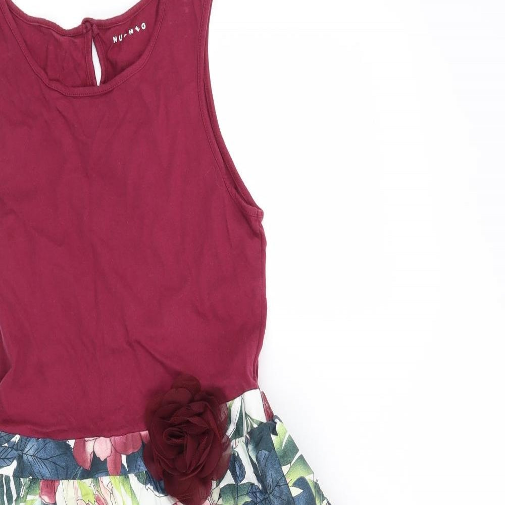 Nutmeg Girls Red Floral  Fit & Flare  Size 12-13 Years