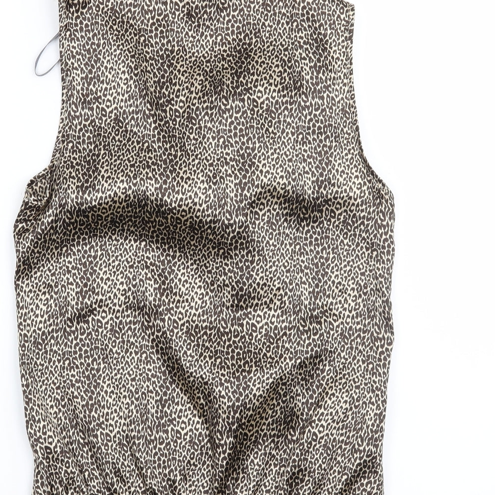 Et Vous Womens Brown Animal Print  Basic Blouse Size 10