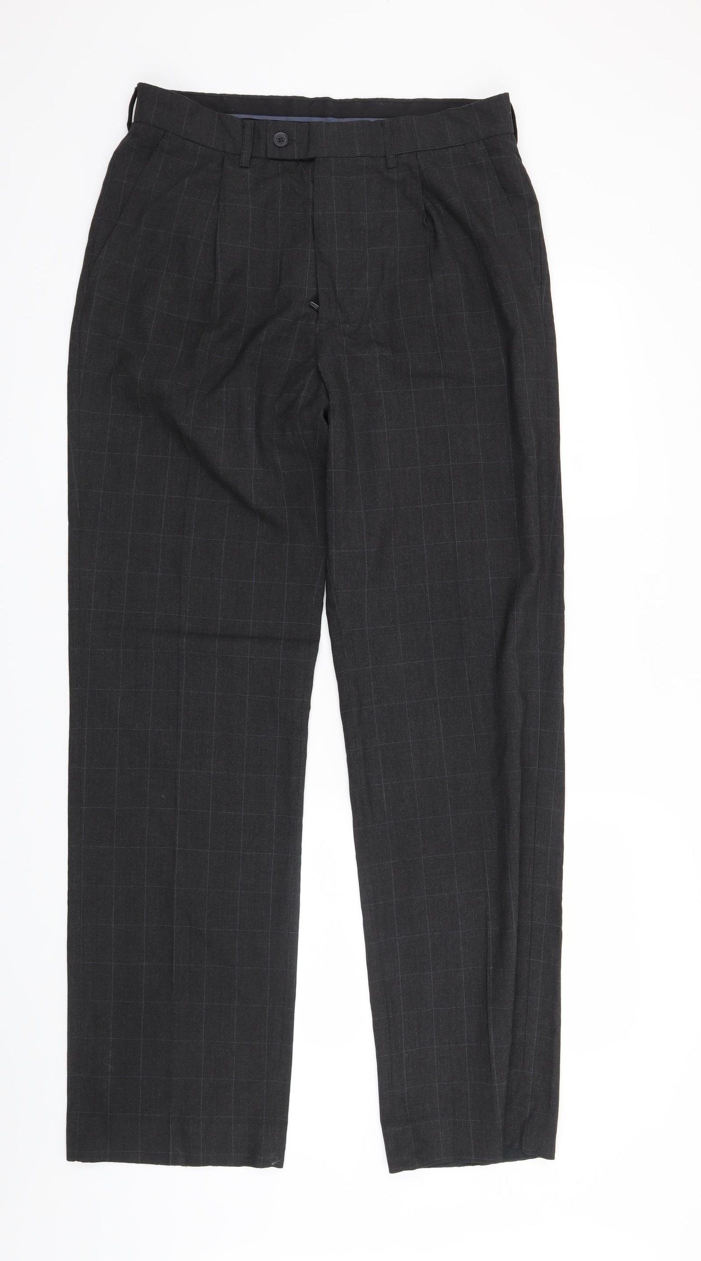 George Mens Grey Check  Trousers  Size 32 in L33 in