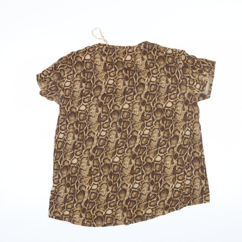 Zara Womens Brown Animal Print  Basic T-Shirt Size S