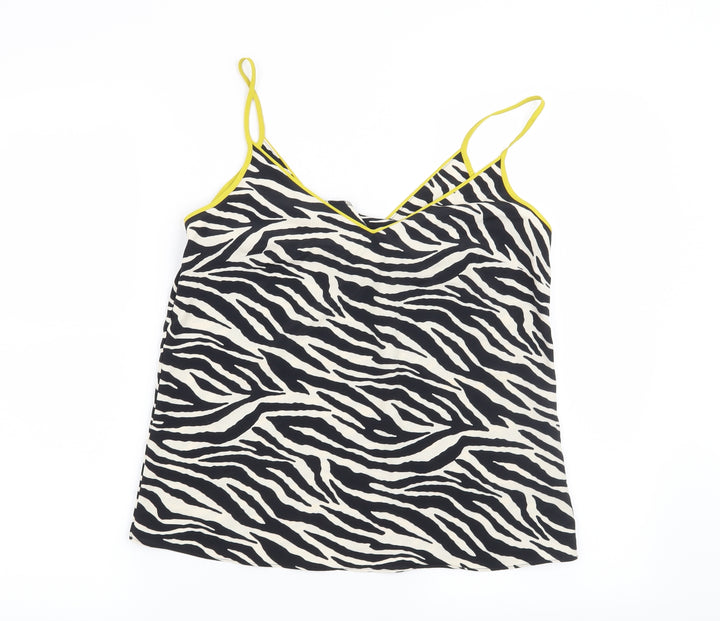 F&F Womens Black Animal Print Basic Blouse Size 8