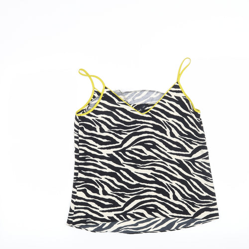 F&F Womens Black Animal Print  Basic Blouse Size 8