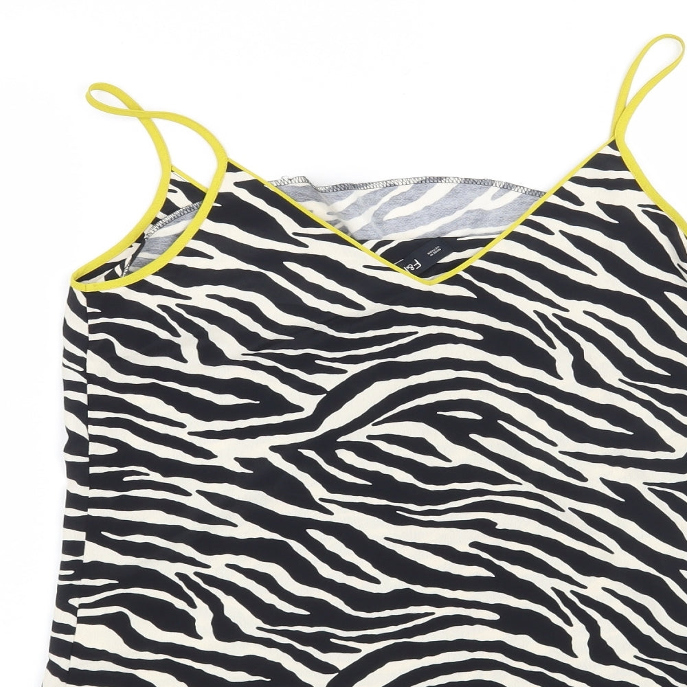F&F Womens Black Animal Print  Basic Blouse Size 8