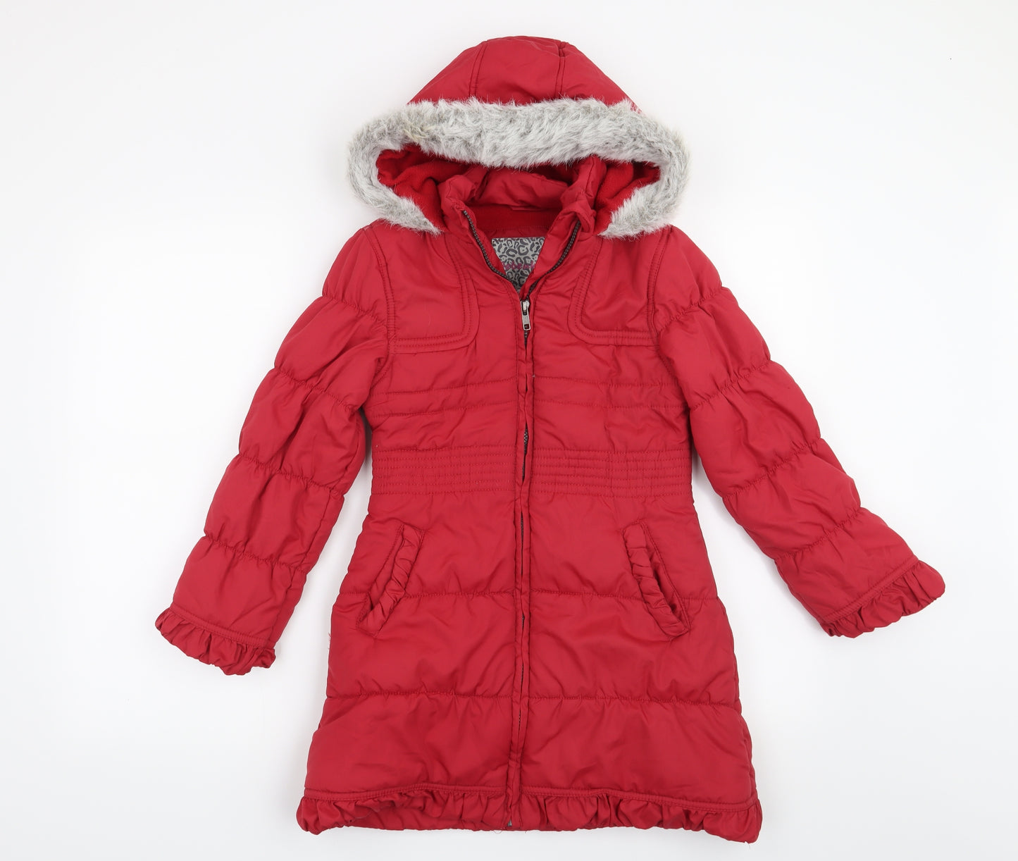 Debenhams Girls Red   Overcoat Coat Size 8-9 Years
