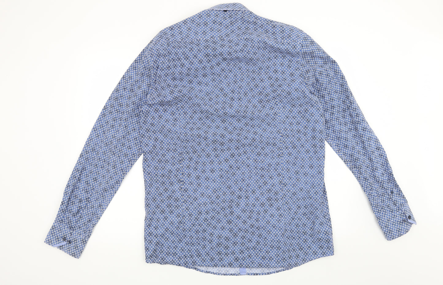 Guide London Mens Blue Floral   Button-Up Size XL