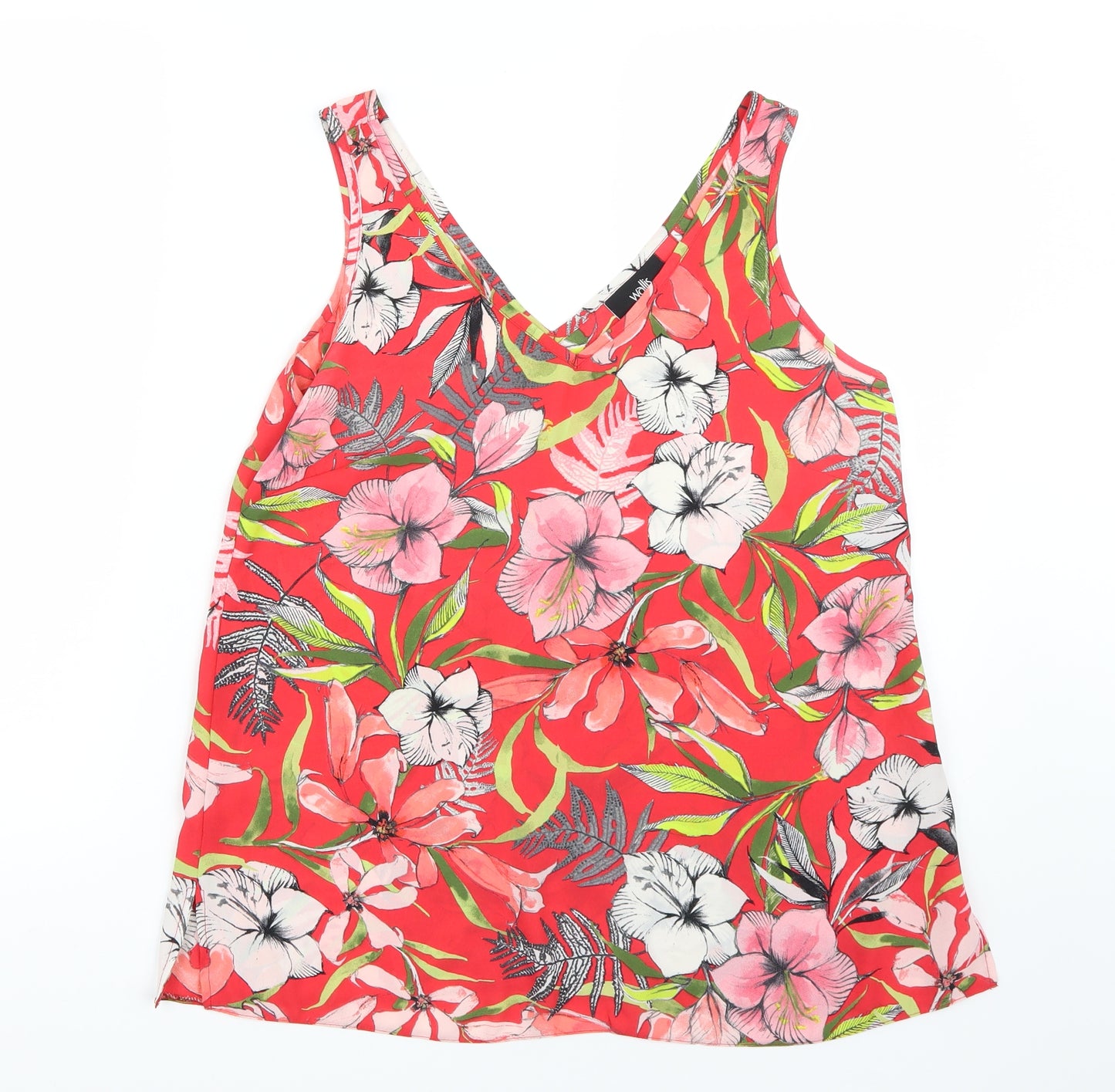 Wallis Womens Red Floral  Basic Blouse Size 10