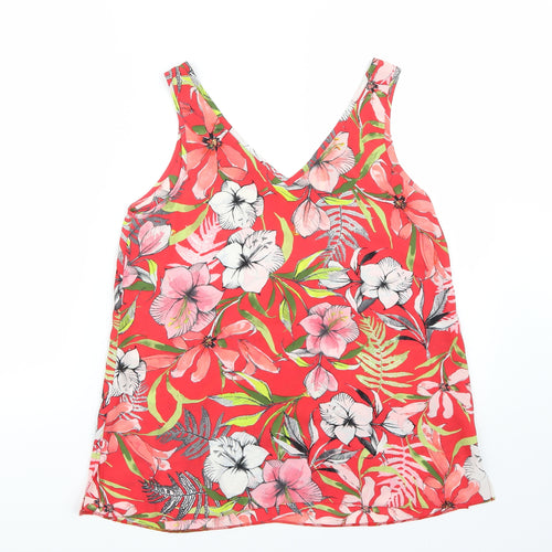 Wallis Womens Red Floral  Basic Blouse Size 10