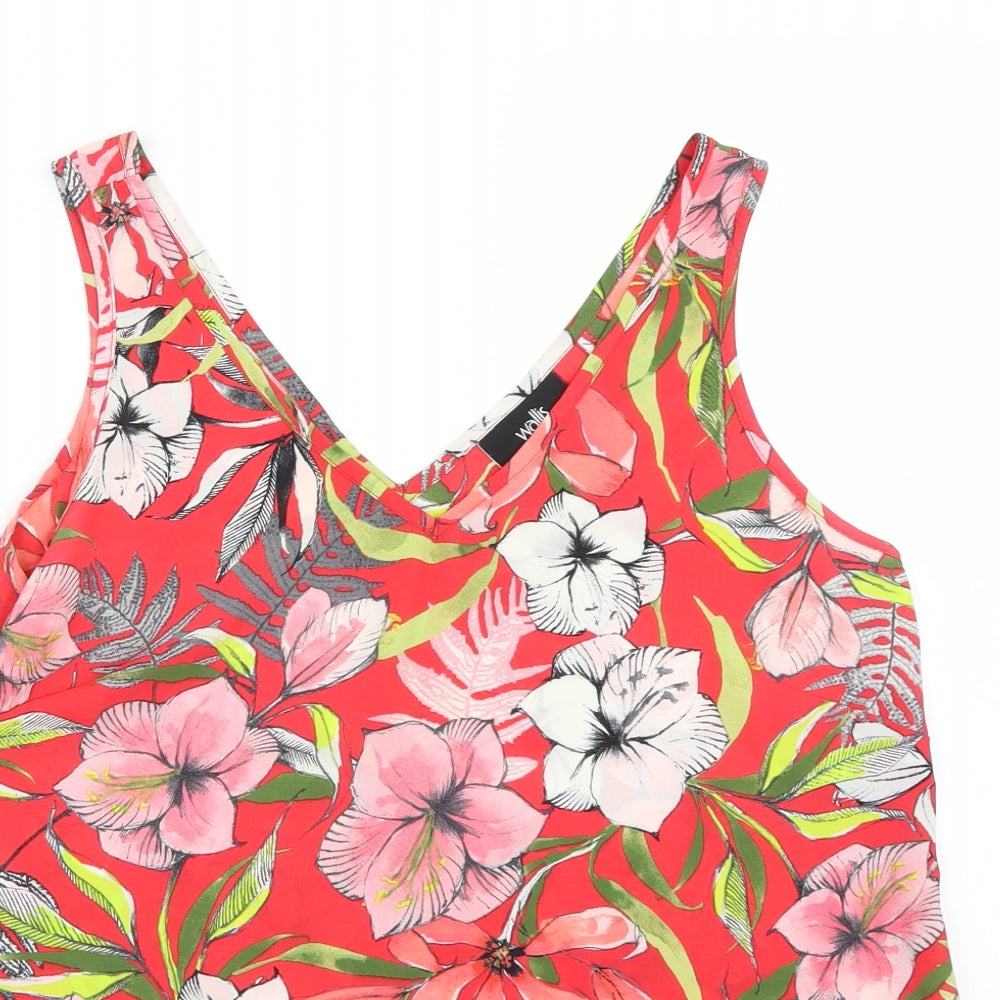 Wallis Womens Red Floral  Basic Blouse Size 10