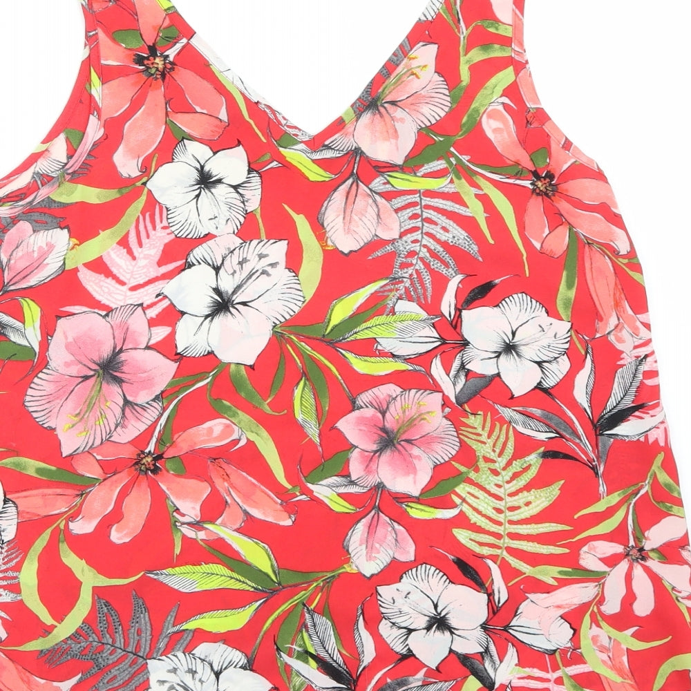 Wallis Womens Red Floral  Basic Blouse Size 10