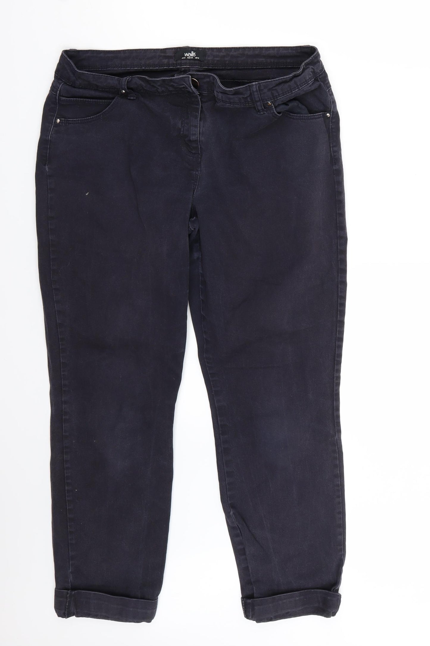 Wallis Womens Black   Cropped Jeans Size 14 L26 in
