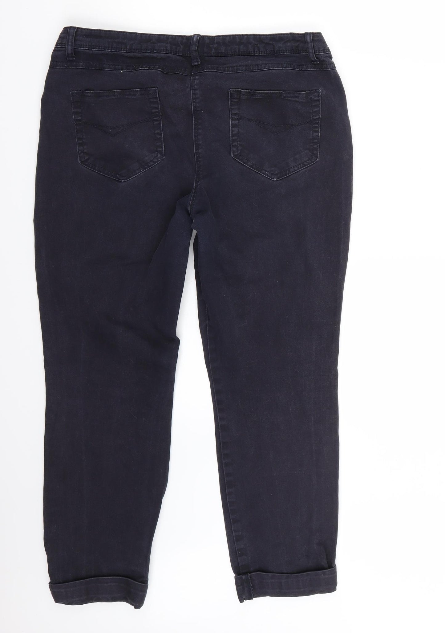 Wallis Womens Black   Cropped Jeans Size 14 L26 in