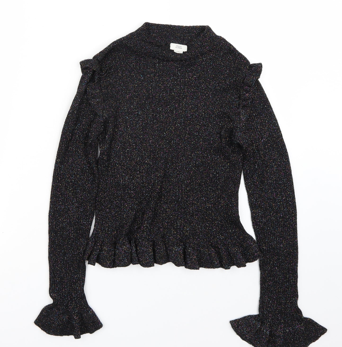 Riverisland Girls Black   Basic T-Shirt Size 9-10 Years