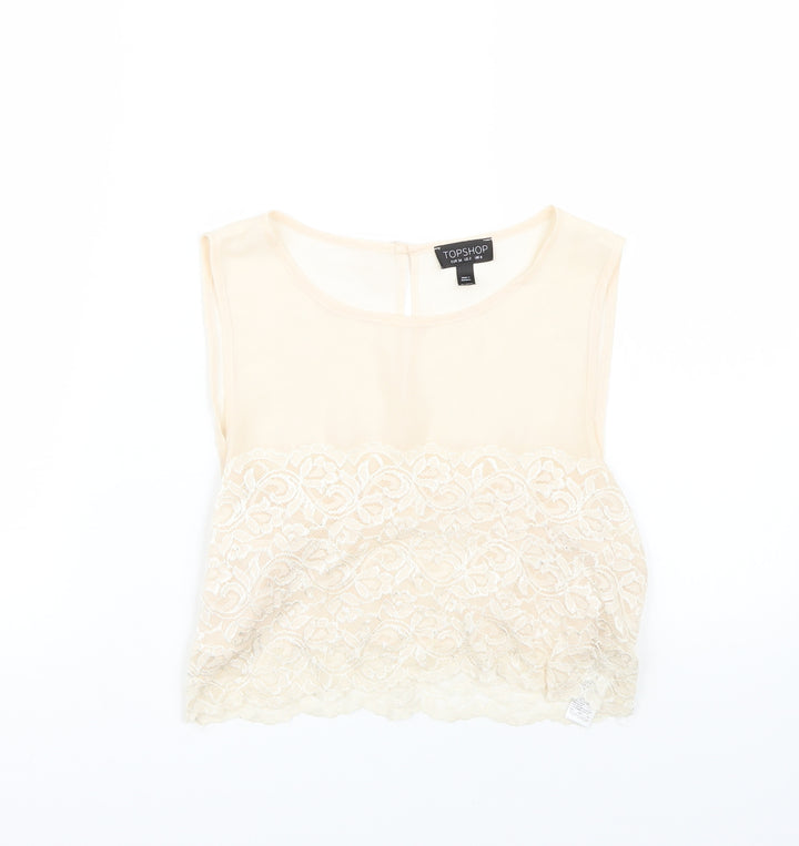 Topshop Womens Beige   Basic T-Shirt Size 6