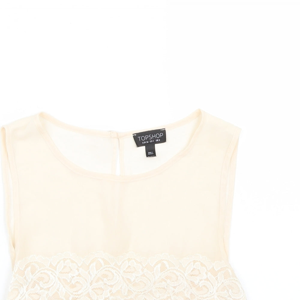 Topshop Womens Beige   Basic T-Shirt Size 6