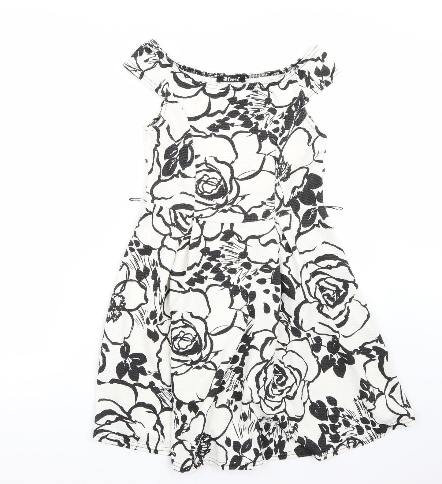 Bloose Womens White Floral  A-Line  Size S