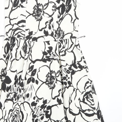 Bloose Womens White Floral  A-Line  Size S