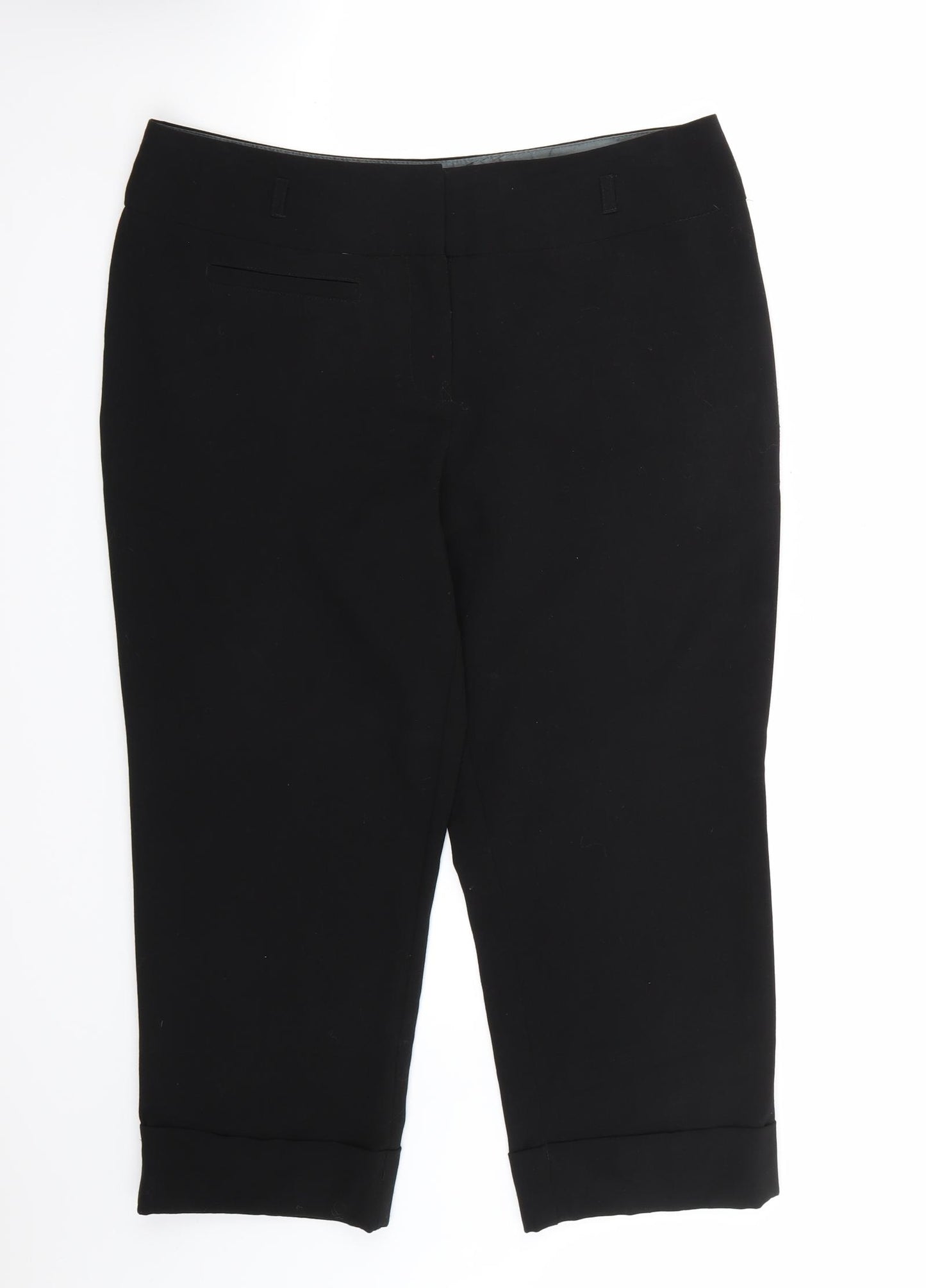 Papaya Womens Black   Cropped Trousers Size 38 in L22 in